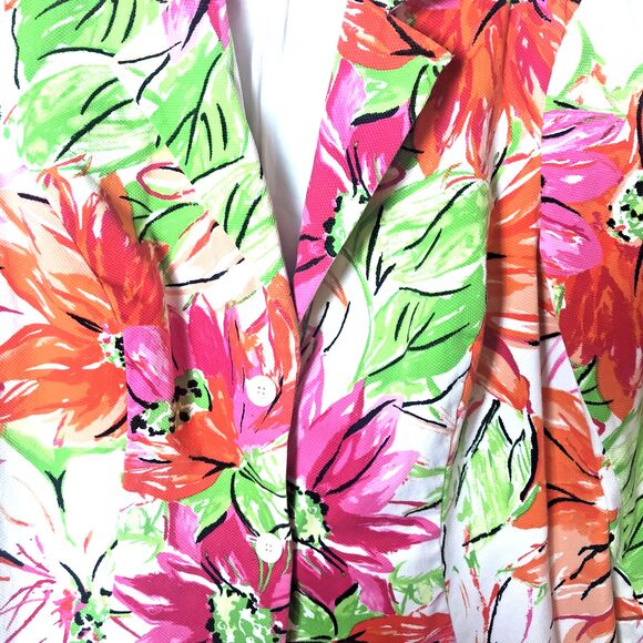 Grace Elements Woman's Multicolor Floral Cotton Blend Blazer Size 18W - Picture 4 of 8